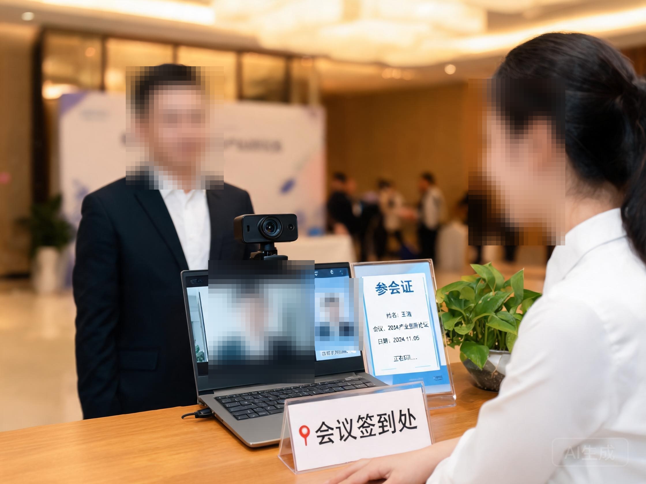会议现场摄像头拍照打印参会证